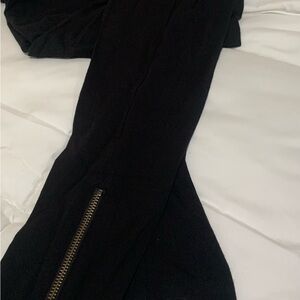 Black quality leggings with zipper at ankles , elasticized Waistband like new!